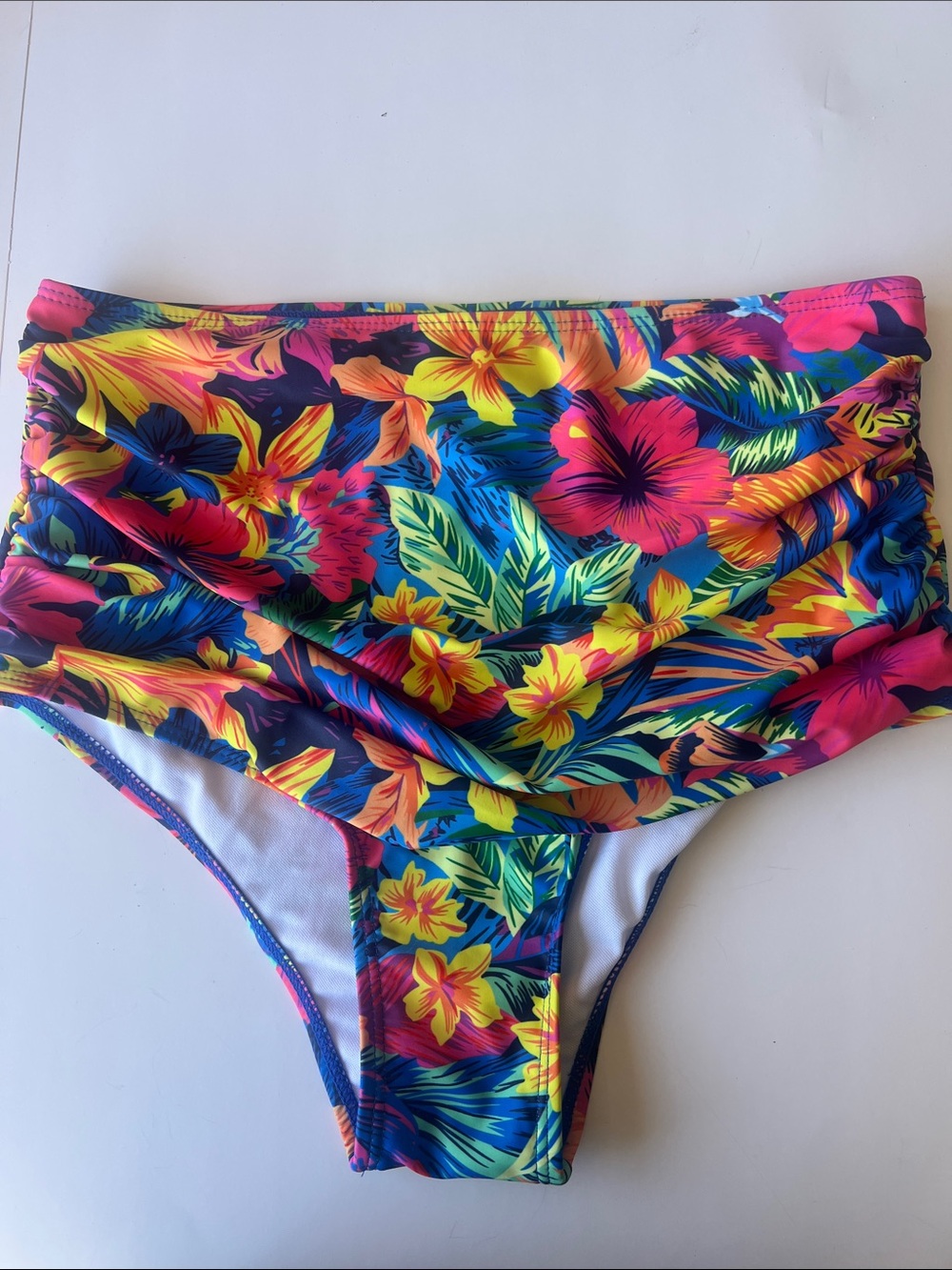 High-Waist Tropical Floral Bikini Bottom - Multicolor